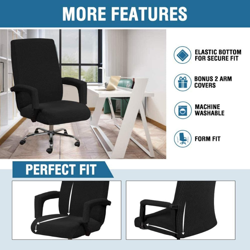 3pcs universal chair cover with 2 armrests office computer chair cover 100% polyester fiber elastic washable removable.