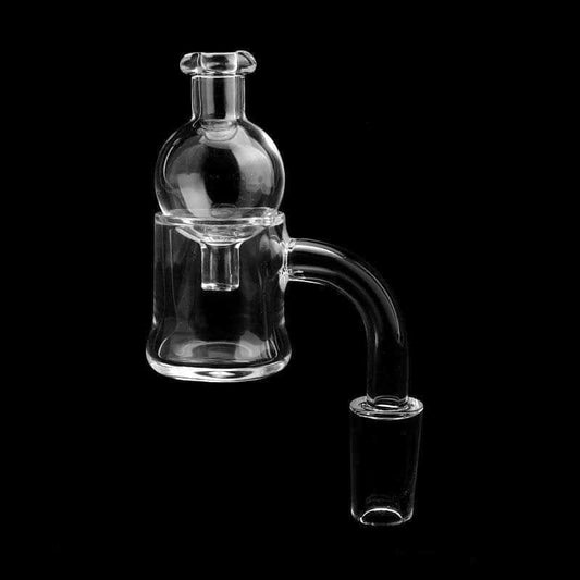 Beracky Beveled Edge Flat Top Quartz Banger With Glass Bubble Cap.