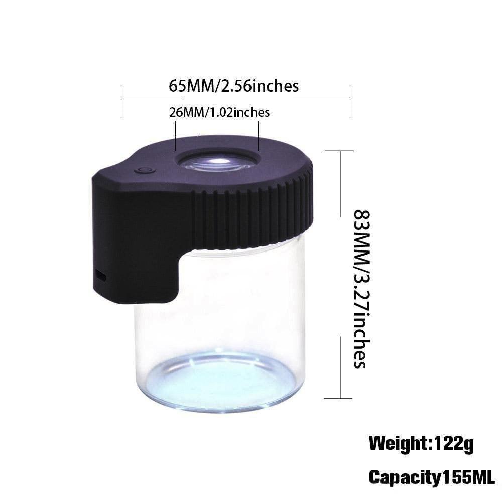 LED Air Tight Magnifying Glass Stash Jar.