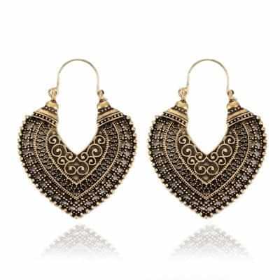 969696 yuhuv test HuaTang Vintage Ethnic Earring Geometric Antique Silver Color Gold Hollow Flower Drop Earring Piercing Earring Statement Jewelry yuhuv test aja.