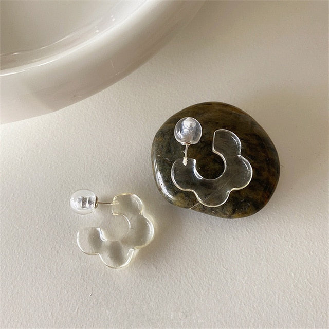 969696 yuhuv test HUANZHI 2020 New Korea Colorful Acrylic Geometric C-shaped Hoop Earrings Retro For Women Girls Party Travel Jewelry Gifts yuhuv test aja.