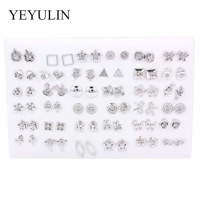 36Pairs/18pairs Earrings Mixed Styles Rhinestone Sun Flower Geometric Animal Plastic Stud Earrings Set For Women Girls Jewelry yuhuv test yuhuv test022.