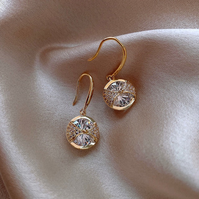 969696 yuhuv test Trendy Round Simple Crystal Dangle Earrings For Women Fashion Sweet Water Drop Pendant Earring Girl Party Birthday Jewelry Gift yuhuv test aja.
