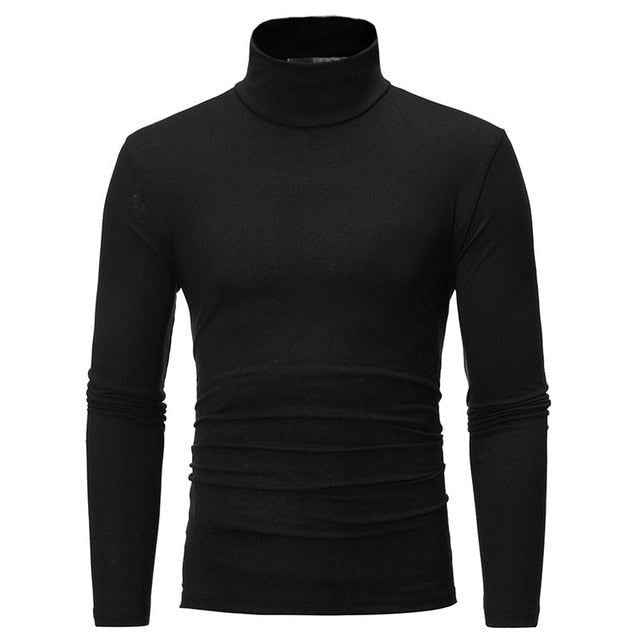 turtleneck for men Solid colour slim elastic thin pullover men Spring Autumn turtleneck men knitting brand sweater men