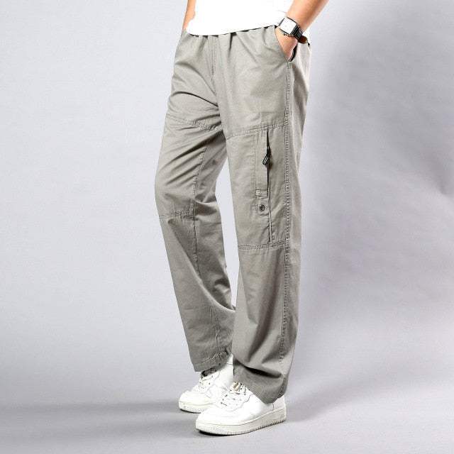 969696 yuhuv test Summer Men's Khaki Pants Large Size Straight Fit Big Sizes 5XL Side Pockets Wide Leg Cotton Black Cargo Pants Work Trousers Male yuhuv test aja.