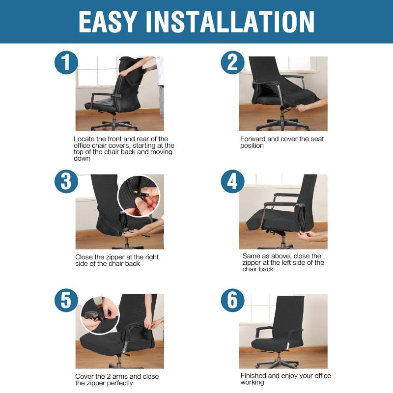3pcs universal chair cover with 2 armrests office computer chair cover 100% polyester fiber elastic washable removable.