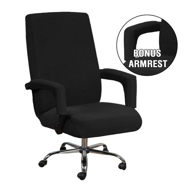 3pcs universal chair cover with 2 armrests office computer chair cover 100% polyester fiber elastic washable removable.