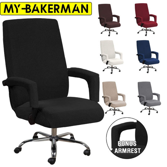 3pcs universal chair cover with 2 armrests office computer chair cover 100% polyester fiber elastic washable removable.