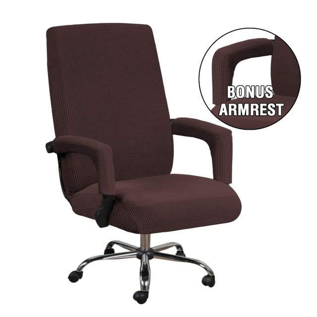 3pcs universal chair cover with 2 armrests office computer chair cover 100% polyester fiber elastic washable removable.