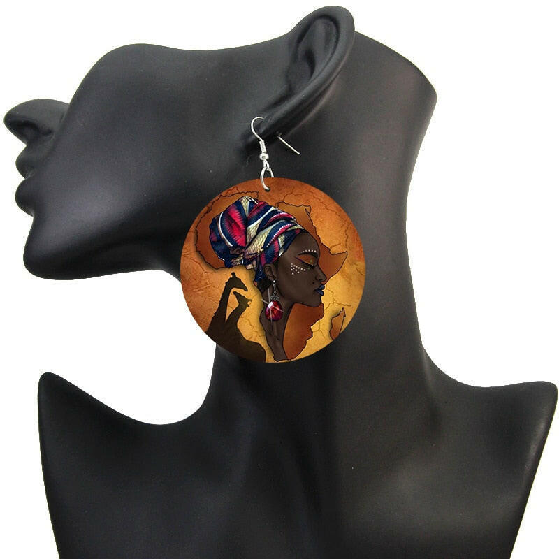 SOMESOOR New Arrival African Map Wood Ethnic Earrings Jewelry Afro Tears Headwrap Woman Black Queen Vintage Painted Ear Jewelry yuhuv test 0 yuhuv test022.