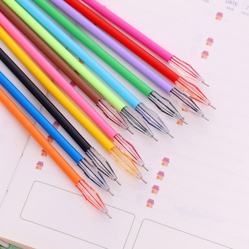 12 color Kawaii Diamond head Gel Pen set cute Signature Pen Escolar Papelaria School Office Supply Promotional Gift.