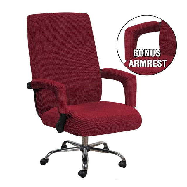 3pcs universal chair cover with 2 armrests office computer chair cover 100% polyester fiber elastic washable removable.