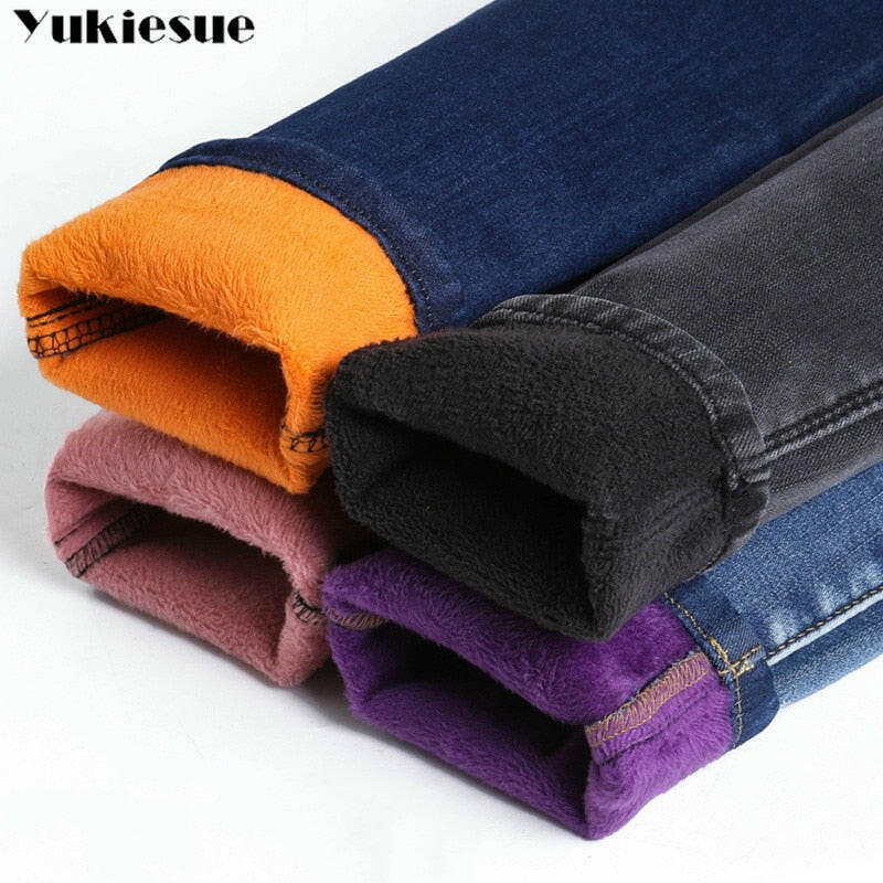 Winter Warm Jeans Woman 2022 High Waist Casual Velvet Ladies Trousers Female Pantalon Denim jeans for Women Pants clothe 40 yuhuv test 0 yuhuv test022.