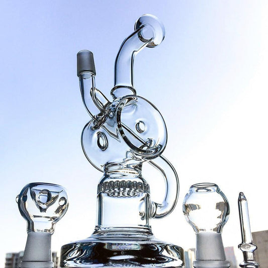 969696  yuhuv test DGC Honeycomb Round Recycler Bent Neck Percolator WP147 Discount E-Nails Glass Rigajađ.