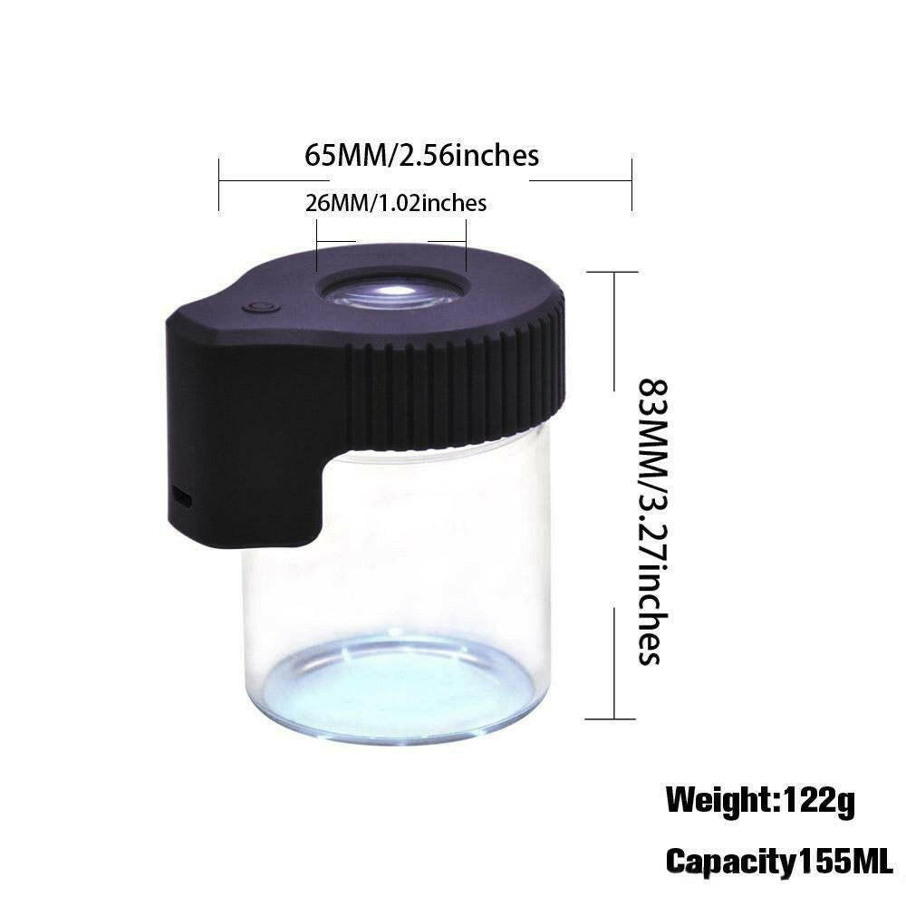 a22222346  330  LED Air Tight Magnifying Glass Stash Jar  55.