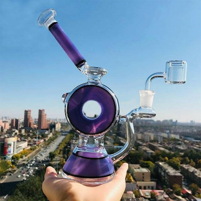 a22222346  330  Plus Glass Heady "Smoke Ring Donut" Glass Rig 55.