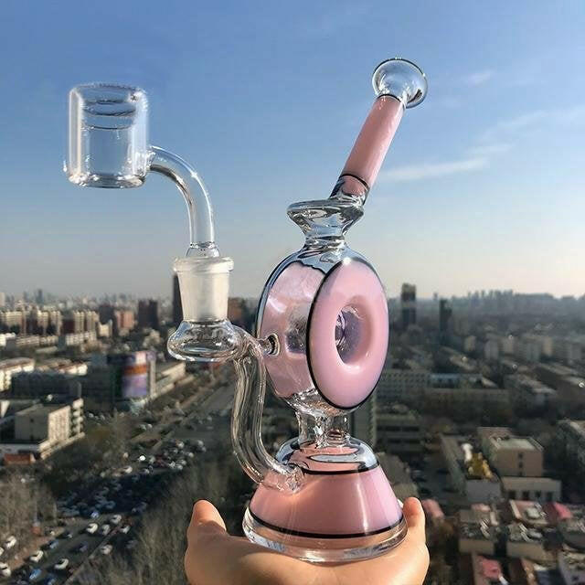 a22222346  330  Plus Glass Heady "Smoke Ring Donut" Glass Rig 55.