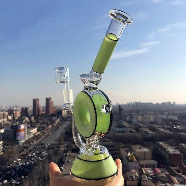 a22222346  330  Plus Glass Heady "Smoke Ring Donut" Glass Rig 55.