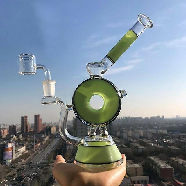 a22222346  330  Plus Glass Heady "Smoke Ring Donut" Glass Rig 55.