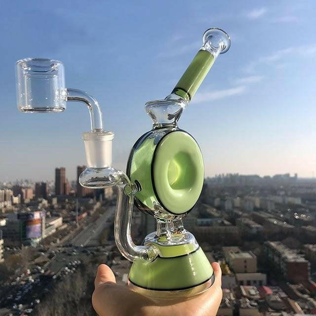 a22222346  330  Plus Glass Heady "Smoke Ring Donut" Glass Rig 55.