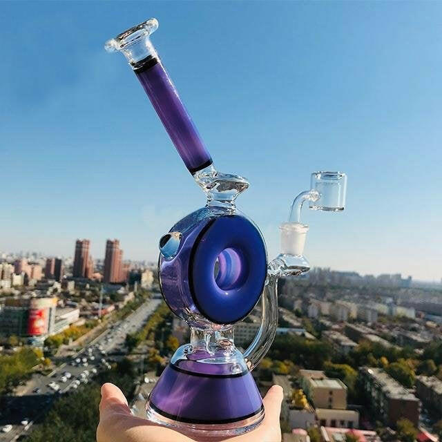 a22222346  330  Plus Glass Heady "Smoke Ring Donut" Glass Rig 55.