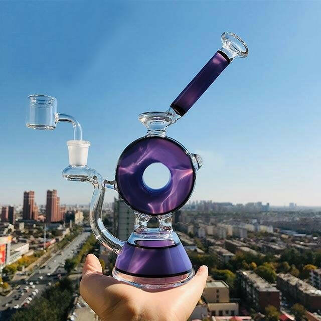 a22222346  330  Plus Glass Heady "Smoke Ring Donut" Glass Rig 55.