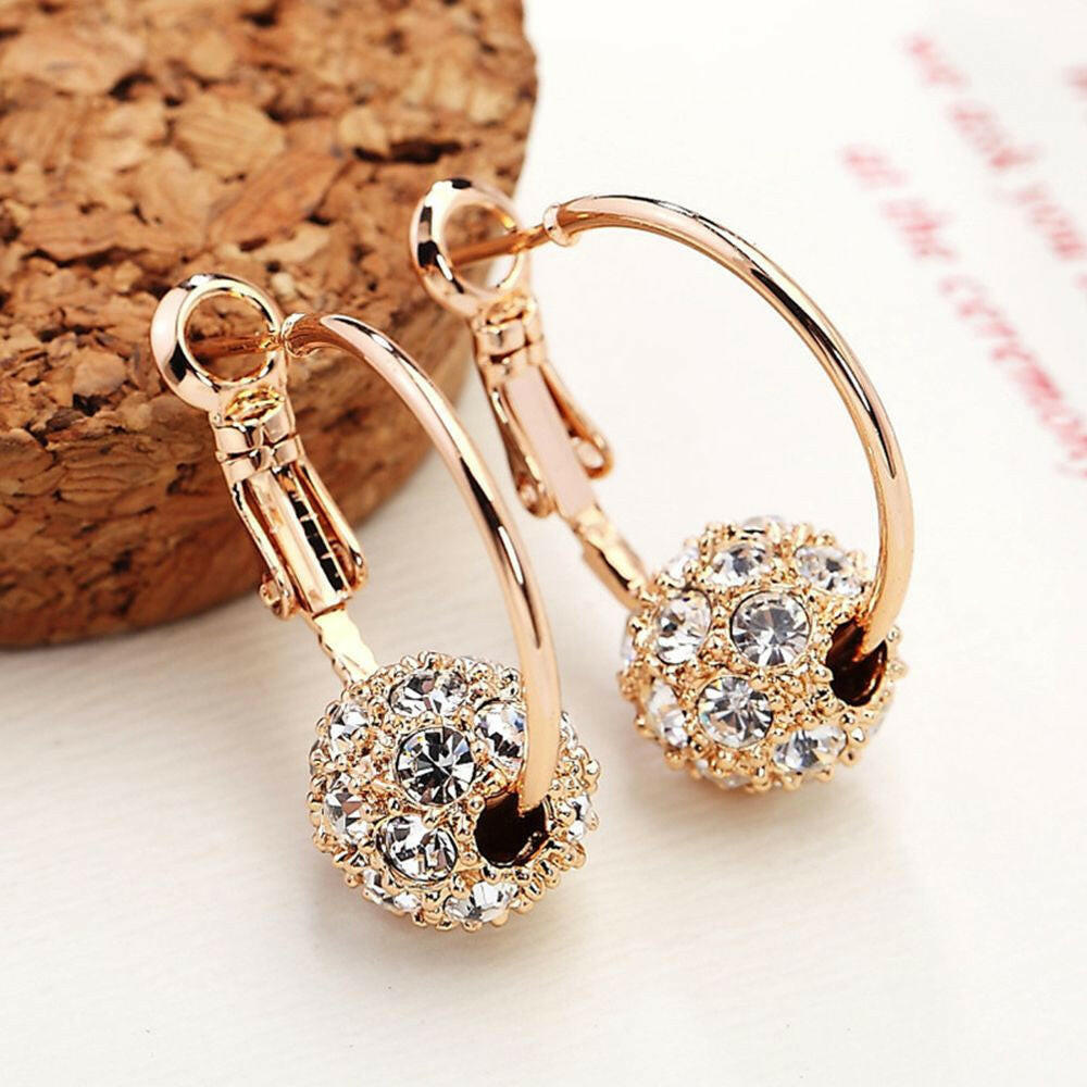 Fashion Austrian Crystal Ball Gold/Silver Earrings High Quality Earrings For Woman Party Wedding Jewelry Boucle D'oreille Femme555 ghdhdhgf.