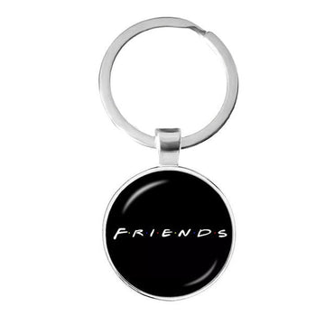 969696  yuhuv test Friends TV Show Keychain 25th Anniversary Series Cartoon Fun Pattern 25mm Glass Cabochon Key Ring Keyholder For Good Friend Gift yuhuv test aja.