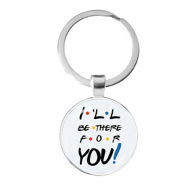 Friends TV Show Keychain 25th Anniversary Series Cartoon Fun Pattern 25mm Glass Cabochon Key Ring Keyholder For Good Friend Gift yuhuv test  yuhuv test022.