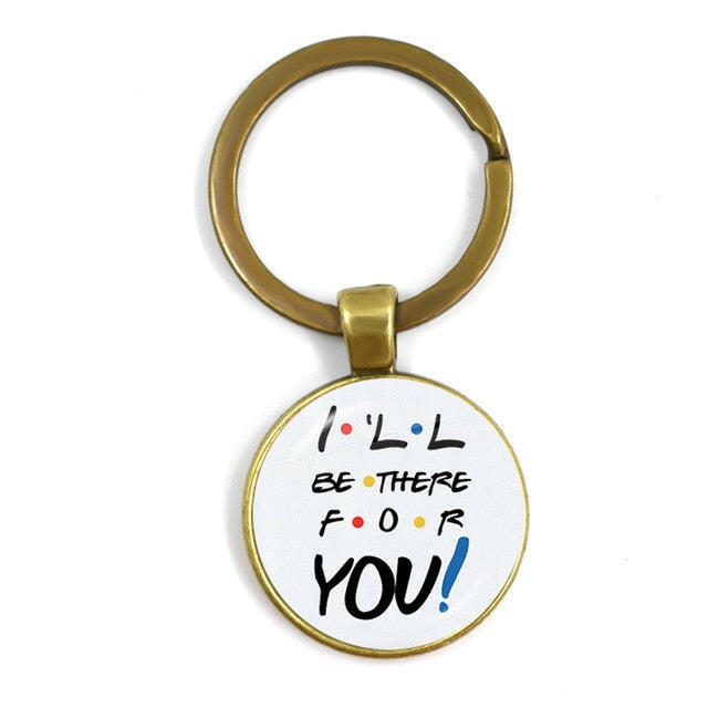 Friends TV Show Keychain 25th Anniversary Series Cartoon Fun Pattern 25mm Glass Cabochon Key Ring Keyholder For Good Friend Gift yuhuv test  yuhuv test022.