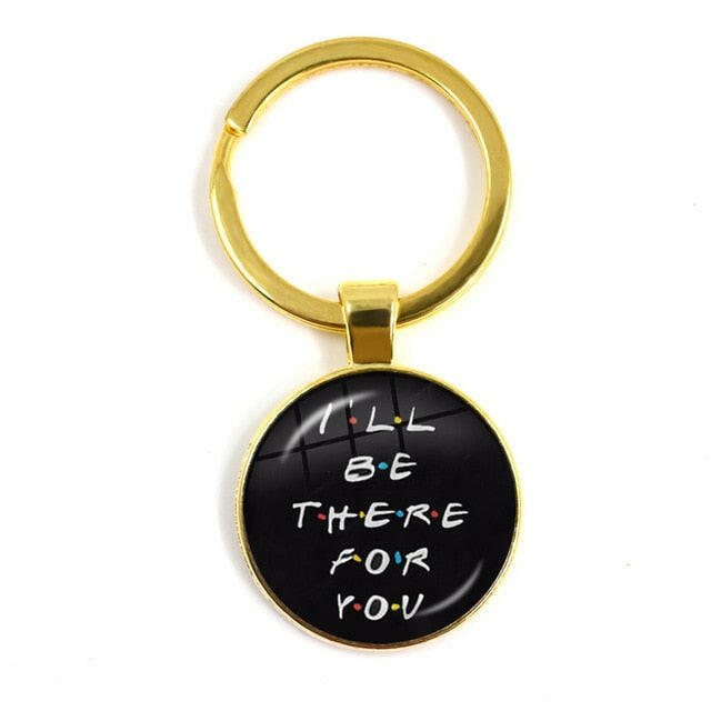 Friends TV Show Keychain 25th Anniversary Series Cartoon Fun Pattern 25mm Glass Cabochon Key Ring Keyholder For Good Friend Gift yuhuv test  yuhuv test022.