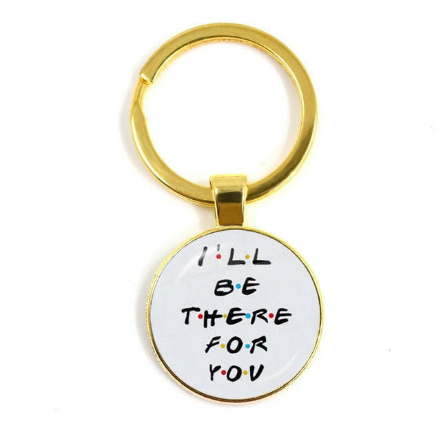 Friends TV Show Keychain 25th Anniversary Series Cartoon Fun Pattern 25mm Glass Cabochon Key Ring Keyholder For Good Friend Gift yuhuv test  yuhuv test022.