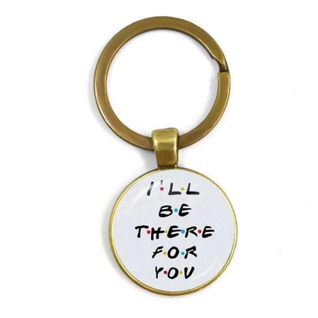 Friends TV Show Keychain 25th Anniversary Series Cartoon Fun Pattern 25mm Glass Cabochon Key Ring Keyholder For Good Friend Gift yuhuv test  yuhuv test022.