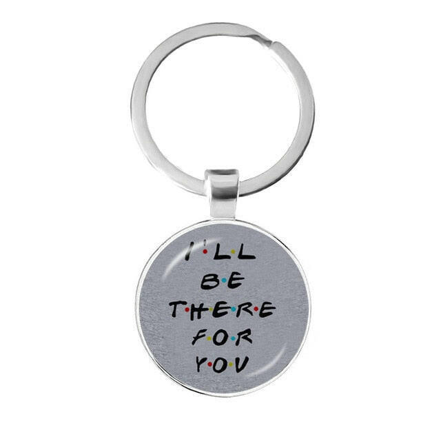 Friends TV Show Keychain 25th Anniversary Series Cartoon Fun Pattern 25mm Glass Cabochon Key Ring Keyholder For Good Friend Gift yuhuv test  yuhuv test022.