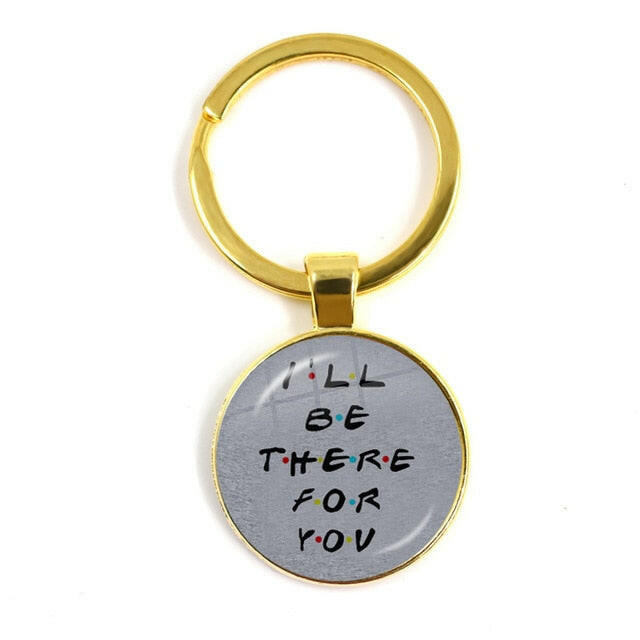 Friends TV Show Keychain 25th Anniversary Series Cartoon Fun Pattern 25mm Glass Cabochon Key Ring Keyholder For Good Friend Gift yuhuv test  yuhuv test022.