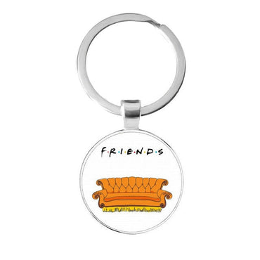 969696  yuhuv test Friends TV Show Keychain 25th Anniversary Series Cartoon Fun Pattern 25mm Glass Cabochon Key Ring Keyholder For Good Friend Gift yuhuv test aja.