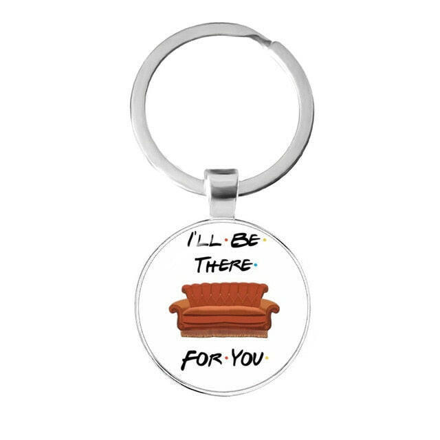 Friends TV Show Keychain 25th Anniversary Series Cartoon Fun Pattern 25mm Glass Cabochon Key Ring Keyholder For Good Friend Gift yuhuv test  yuhuv test022.