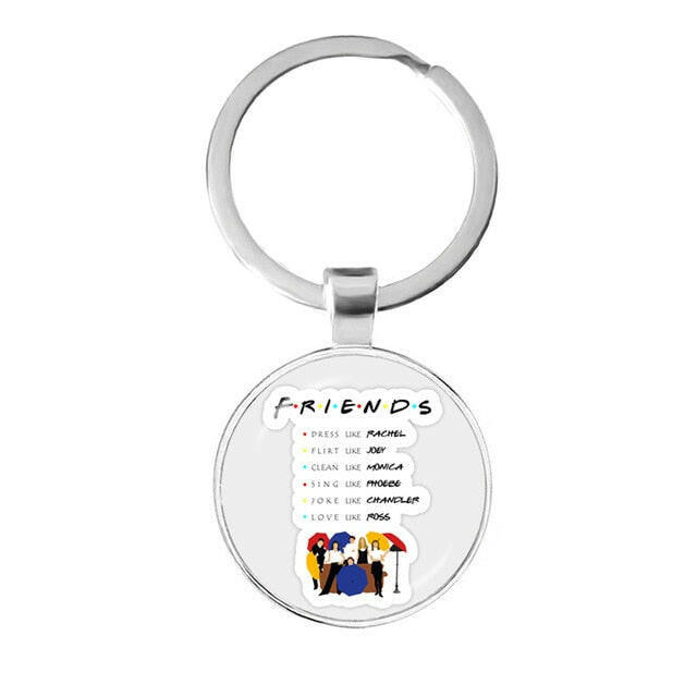 Friends TV Show Keychain 25th Anniversary Series Cartoon Fun Pattern 25mm Glass Cabochon Key Ring Keyholder For Good Friend Gift yuhuv test  yuhuv test022.