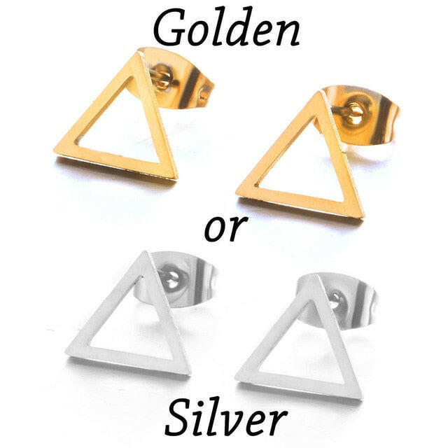 Golden Korean Minimalist Golden Iron Stainless Steel Triangle Stud Earrings for Women Fashion 2019 Jewelry Accessories Gift yuhuv test  yuhuv test022.