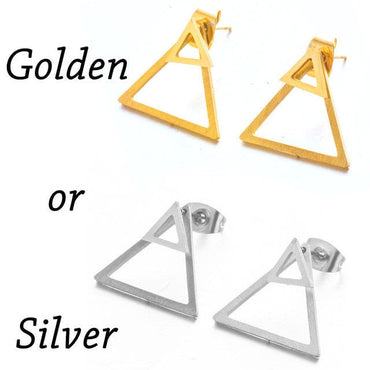 Golden Korean Minimalist Golden Iron Stainless Steel Triangle Stud Earrings for Women Fashion 2019 Jewelry Accessories Gift yuhuv test  yuhuv test022.