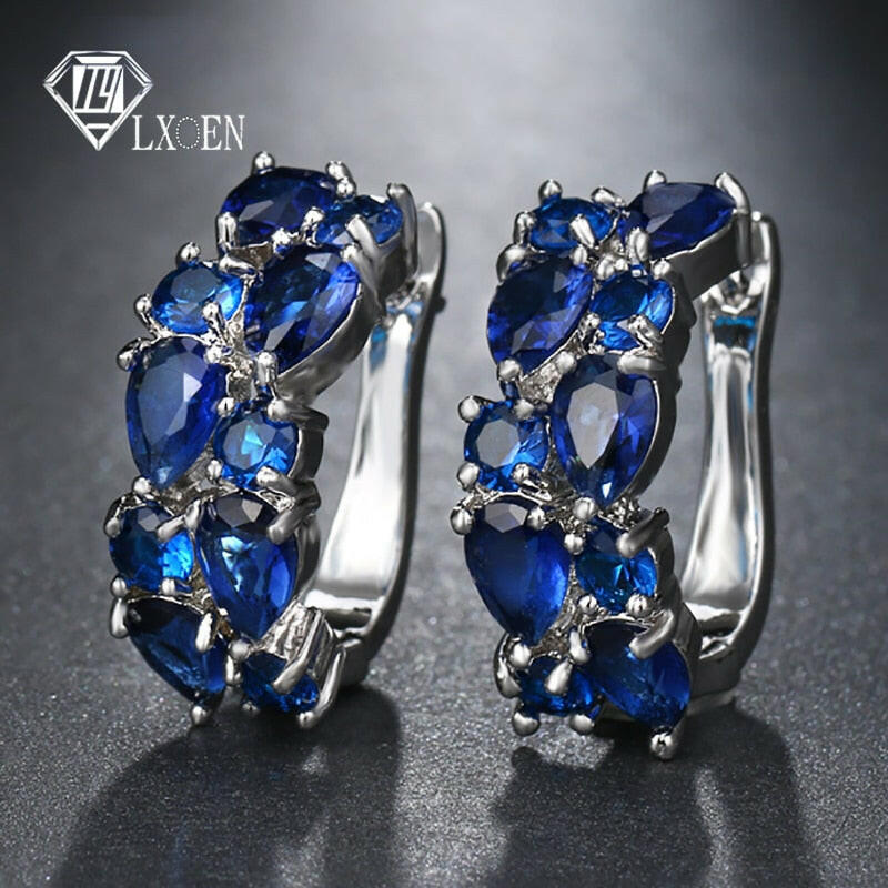 LXOEN 2018 Classic Semi-precious Stone Stud Earrings for Women Silver Color Round Studs Ear Jewelry brinco Gift bijoux yuhuv test  yuhuv test022.