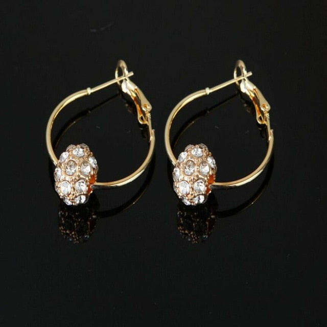 Fashion Austrian Crystal Ball Gold/Silver Earrings High Quality Earrings For Woman Party Wedding Jewelry Boucle D'oreille Femme555 ghdhdhgf.