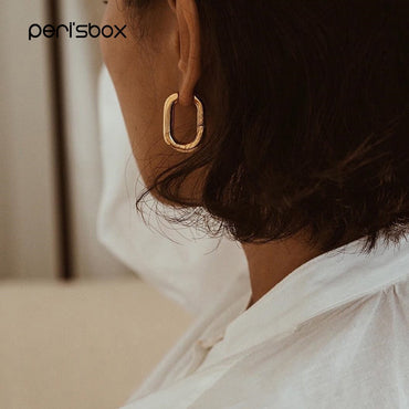 Peri'sBox Best Selling French Gold Chic O Shaped Hoop Earrings Women's Chunky Hoops Geometrical Brass Earrings Minimalistơ' yuhuv test3333 yuhuv testkk.