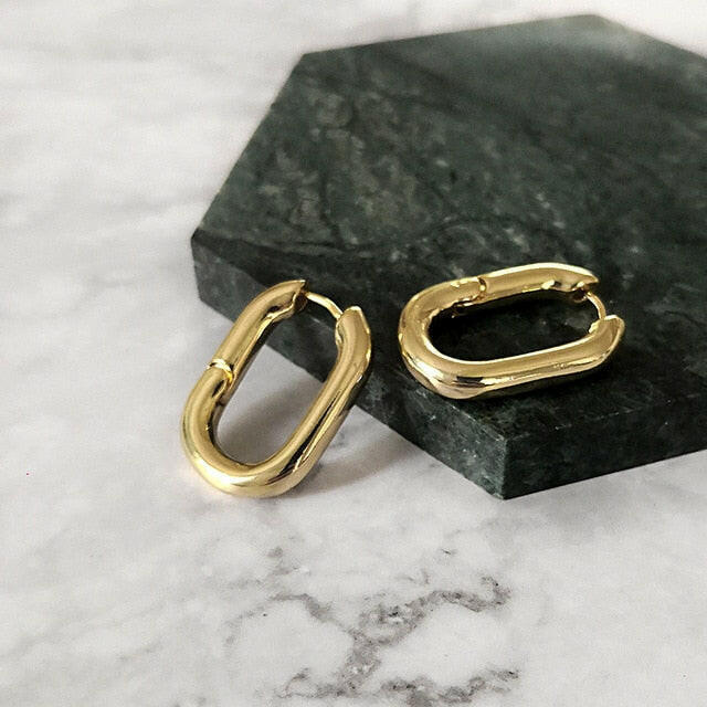 Peri'sBox Best Selling French Gold Chic O Shaped Hoop Earrings Women's Chunky Hoops Geometrical Brass Earrings Minimalist yuhuv test  yuhuv test022.