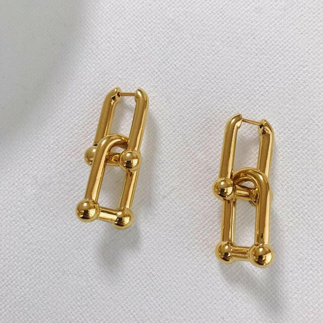 Peri'sBox Best Selling French Gold Chic O Shaped Hoop Earrings Women's Chunky Hoops Geometrical Brass Earrings Minimalist yuhuv test  yuhuv test022.