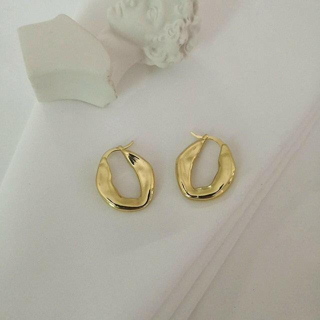 Peri'sBox Best Selling French Gold Chic O Shaped Hoop Earrings Women's Chunky Hoops Geometrical Brass Earrings Minimalist yuhuv test  yuhuv test022.