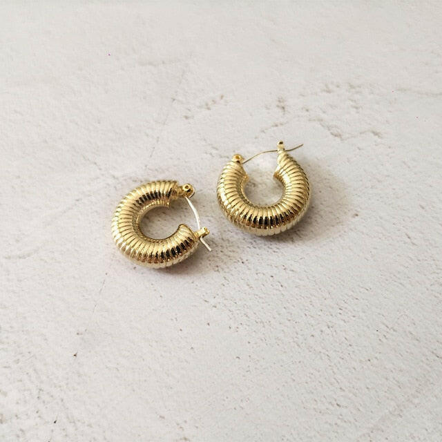 Peri'sBox Best Selling French Gold Chic O Shaped Hoop Earrings Women's Chunky Hoops Geometrical Brass Earrings Minimalist yuhuv test  yuhuv test022.