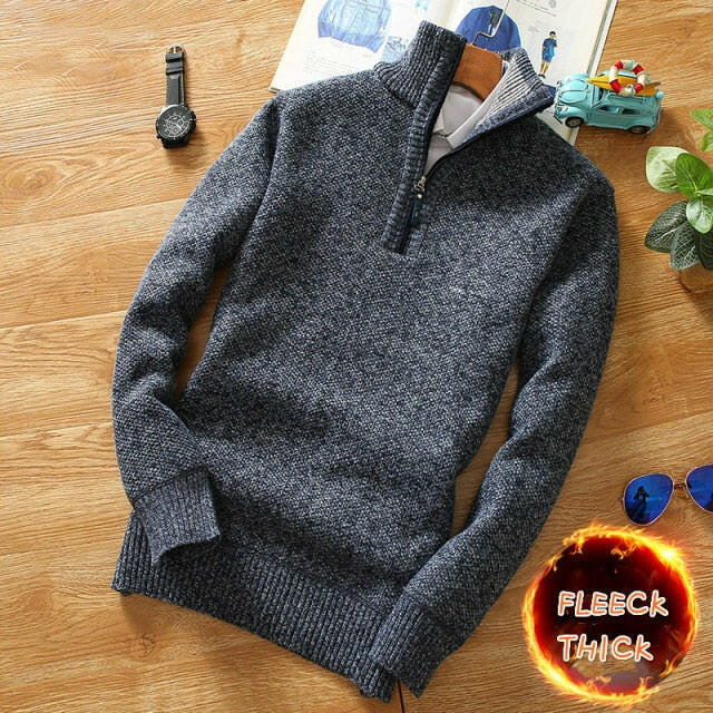 Winter Men's Fleece Thicker Sweater Half Zipper Turtleneck Warm Pullover Quality Male Slim Knitted Wool Sweaters for Spring yuhuv test  yuhuv test022.