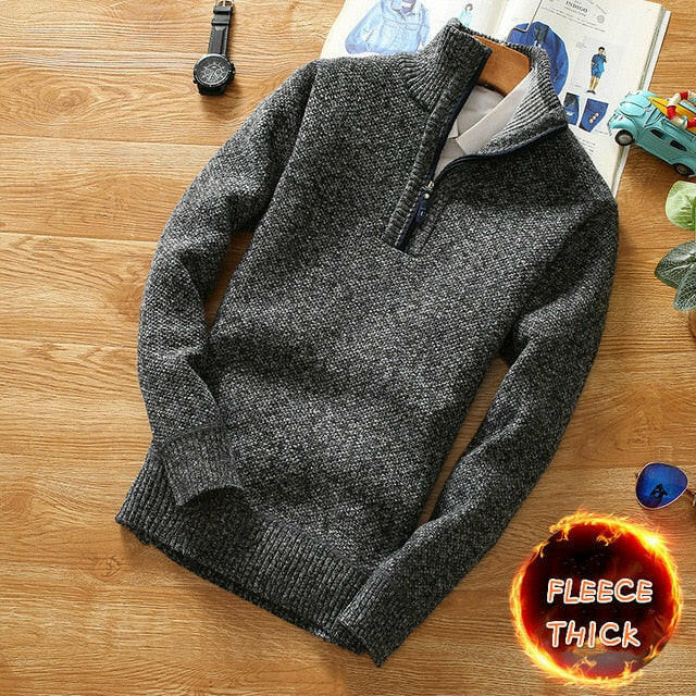 Winter Men's Fleece Thicker Sweater Half Zipper Turtleneck Warm Pullover Quality Male Slim Knitted Wool Sweaters for Spring yuhuv test  yuhuv test022.