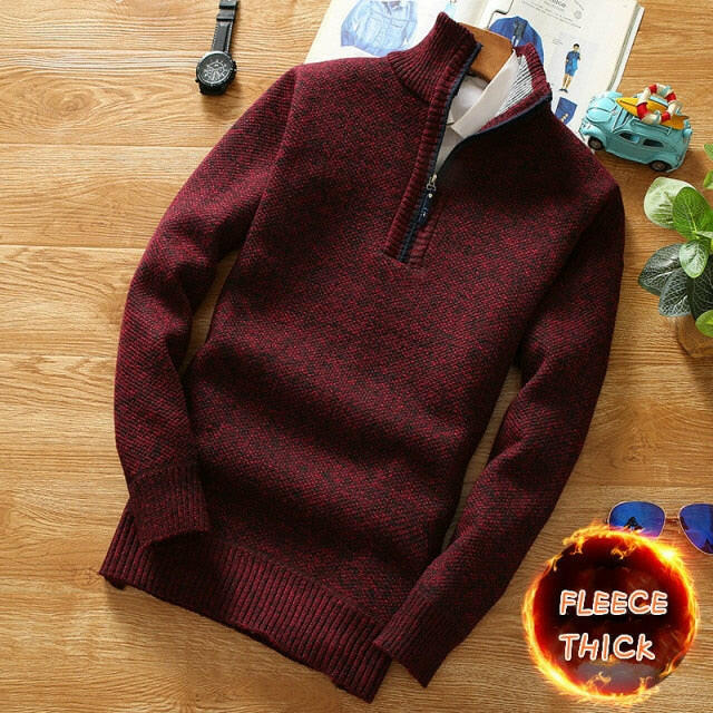 Winter Men's Fleece Thicker Sweater Half Zipper Turtleneck Warm Pullover Quality Male Slim Knitted Wool Sweaters for Spring yuhuv test  yuhuv test022.